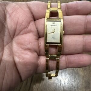 Running Armitron Now Women's Watch Rectangle Gold Tone Bracelet New Battery 18mm